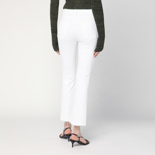Mother The Hustler Ankle Fray jeans in white