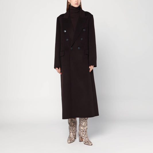Victoria Beckham Brown double-breasted coat in wool and cashmere