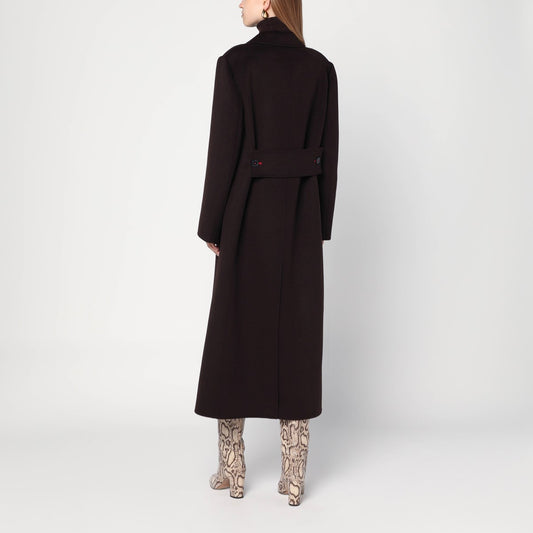 Victoria Beckham Brown double-breasted coat in wool and cashmere
