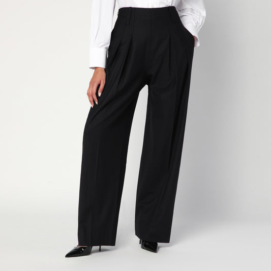 Victoria Beckham Wide black trousers in wool blend
