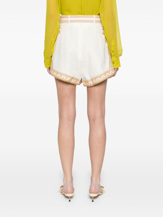 Zimmermann Waverly embroidered linen shorts