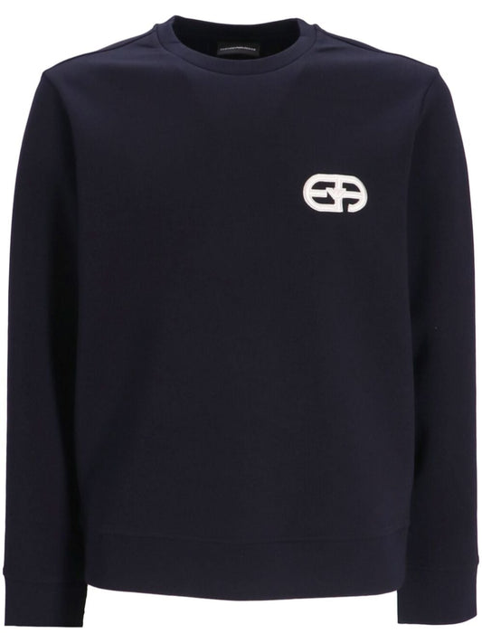 Emporio Armani Double-jersey sweatshirt with embossed embroidered EA logo