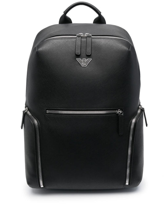 Emporio Armani ASV regenerated Saffiano leather backpack with eagle plate