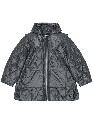 Ganni Shiny Quilt Midi Jacket