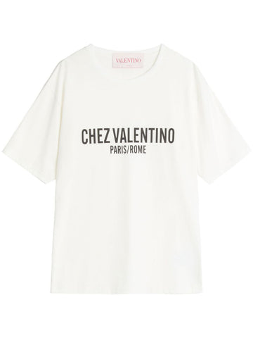 Valentino Cotton T-Shirt With Chez Valentino Print