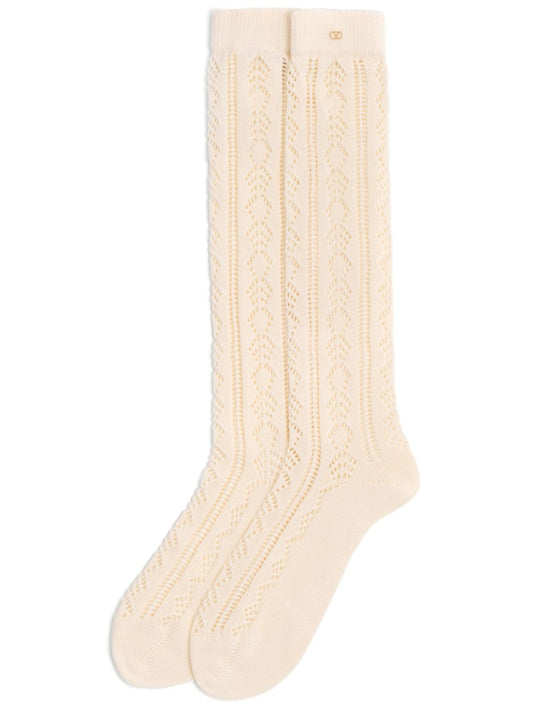 Valentino Perforated Cotton Socks with Vlogo