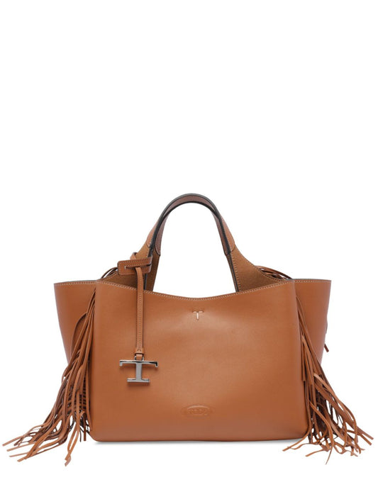 Tod's T Timeless Mini fringed leather tote bag