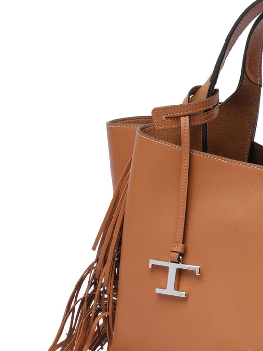 Tod's T Timeless Mini fringed leather tote bag