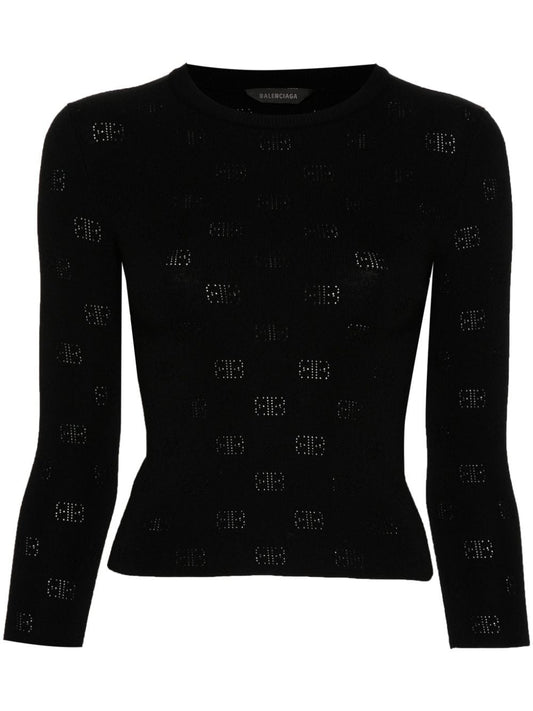 Balenciaga BB-pattern open-knit jumper