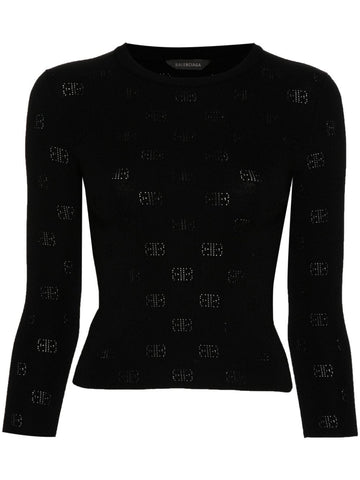 Balenciaga BB-pattern open-knit jumper