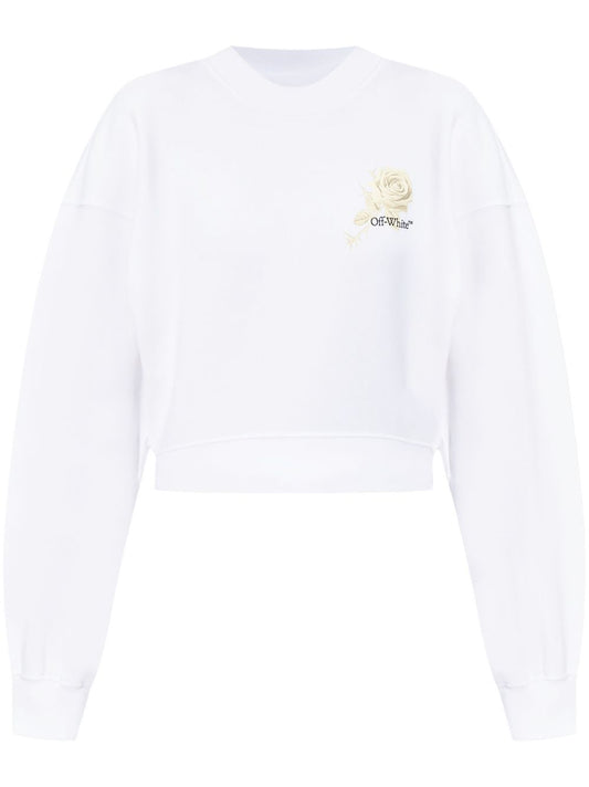 Off White logo-print cropped sweatshirt