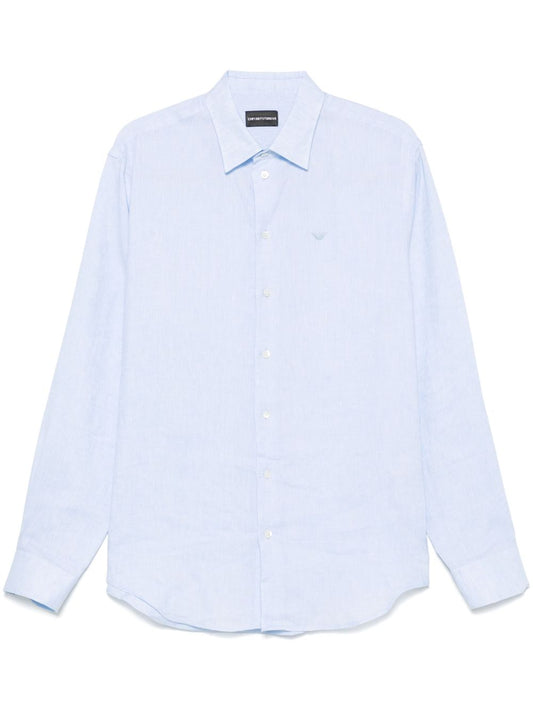 Emporio Armani logo-embroidered long-sleeve shirt
