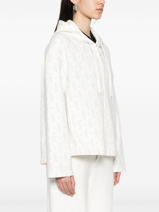 Emporio Armani Zip-up hoodie in double jersey with all-over lettering