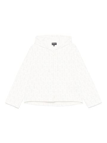 Emporio Armani Zip-up hoodie in double jersey with all-over lettering