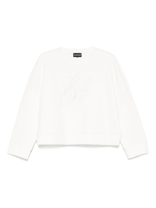 Emporio Armani Double jersey sweatshirt with EA logo embroidery