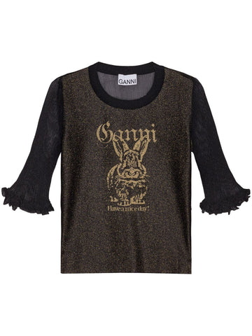 Ganni Sheer Jacquard Top