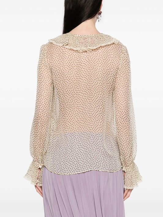 Valentino Plus-de-pois Print Light Georgette Shirt