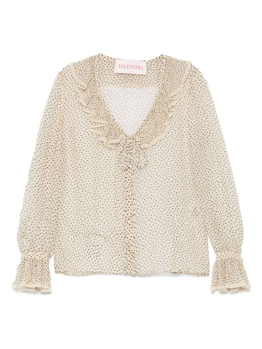 Valentino Plus-de-pois Print Light Georgette Shirt