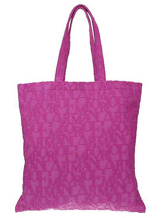 Emporio Armani Beachwear shopper in bold 3D ASV logo fabric