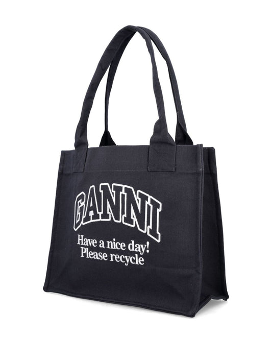 Ganni Organic cotton large tote bag