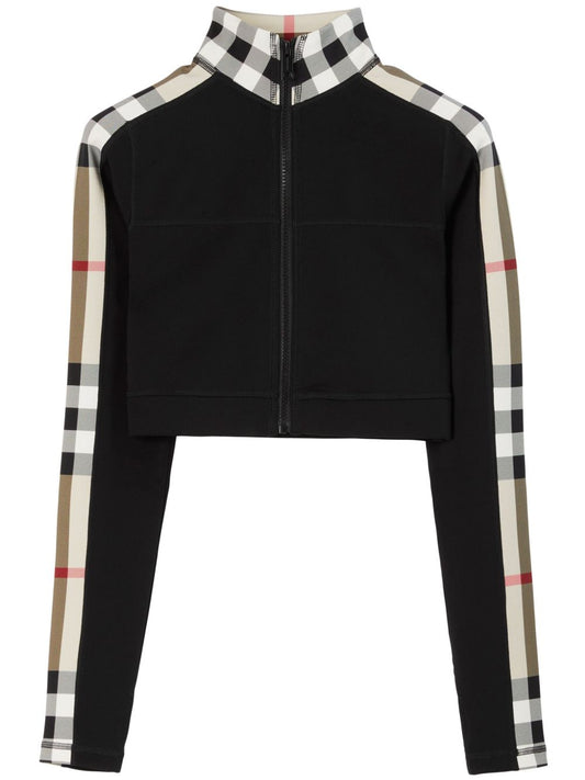 Burberry Stretch jersey cropped sweater with check trim