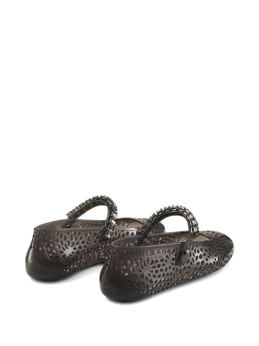 Jimmy Choo The Jelly Ballerina Flats with Crystal Embellishment