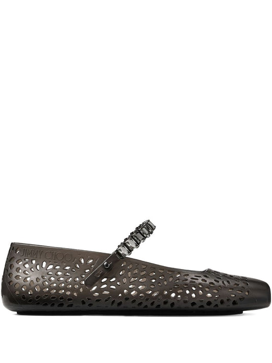 Jimmy Choo The Jelly Ballerina Flats with Crystal Embellishment