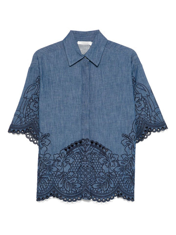 Zimmermann Coco Embroidered Denim Shirt