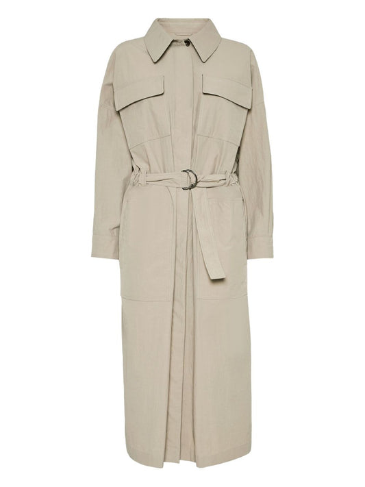 Brunello Cucinelli Water-resistant techno cotton trench with shiny detail