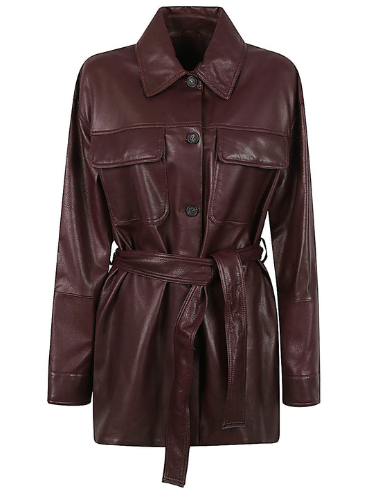 Brunello Cucinelli Belted leather jacket
