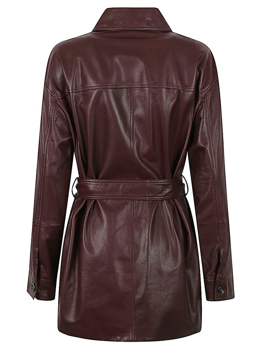 Brunello Cucinelli Belted leather jacket