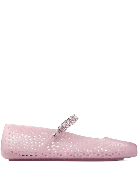 Jimmy Choo The Jelly Ballerina Flats with Crystal Embellishment