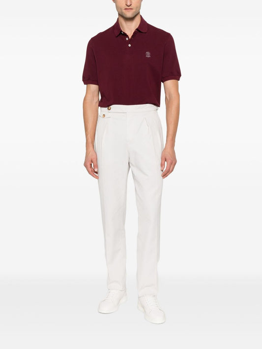 Brunello Cucinelli Embroidered cotton polo shirt