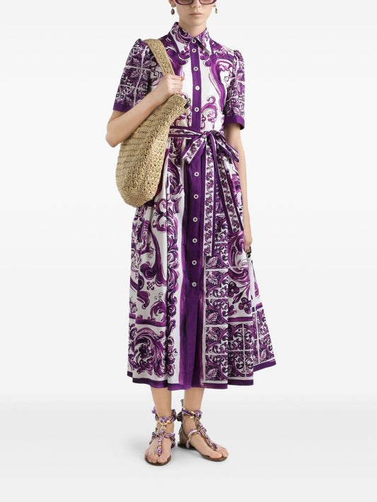 Dolce & Gabbana Majolica print poplin shirt dress