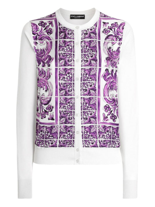 Dolce & Gabbana Maiolica print silk cardigan