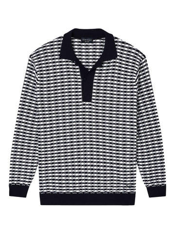 Emporio Armani Icon embossed stitch virgin wool polo neck sweater