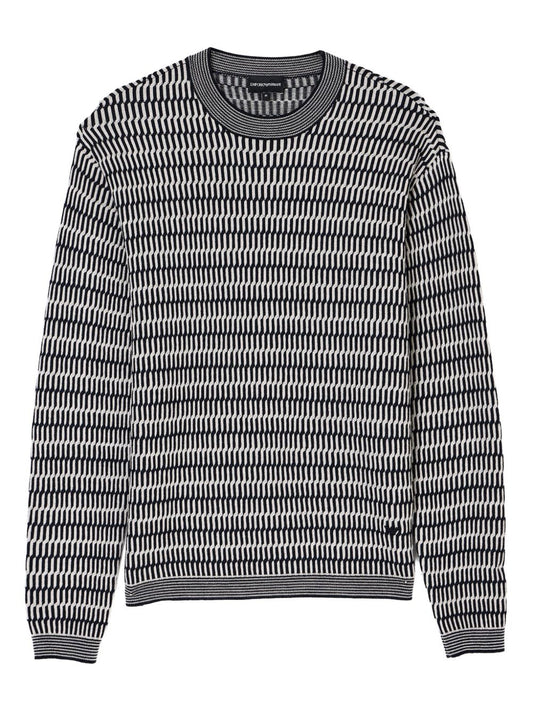 Emporio Armani Two-tone embroidery-stitched jacquard virgin wool jumper