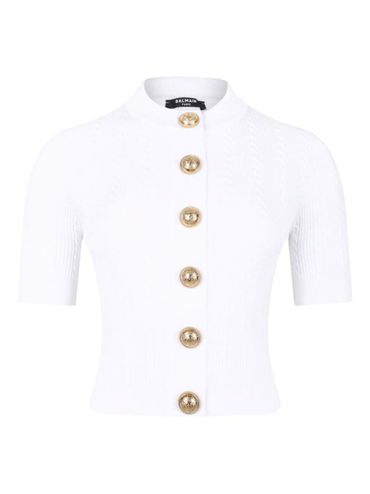 Balmain Ribbed buttoned top