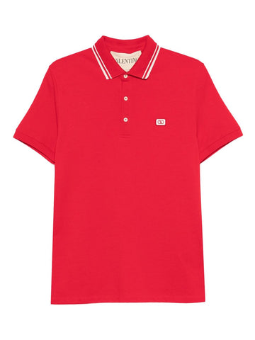 Valentino Striped-collar polo shirt