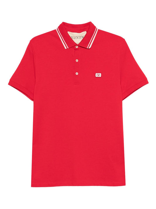 Valentino Striped-collar polo shirt