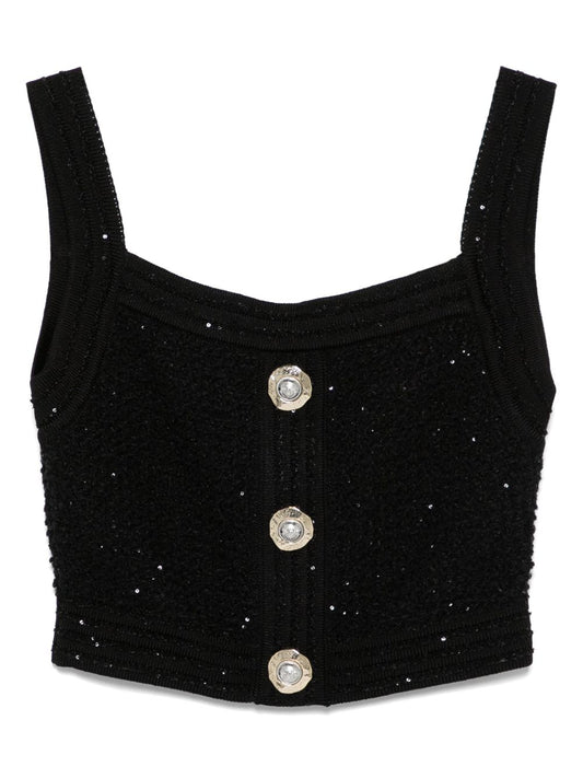 Balmain Black Sleeveless Tops