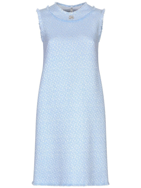 Dolce & Gabbana Sleeveless raschel tweed dress with DG logo