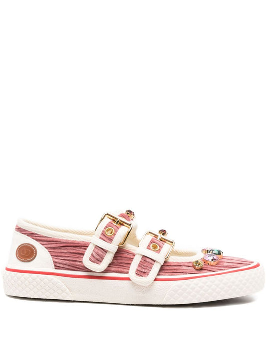 Valentino Garavani Jewel-embellished buckle sneakers