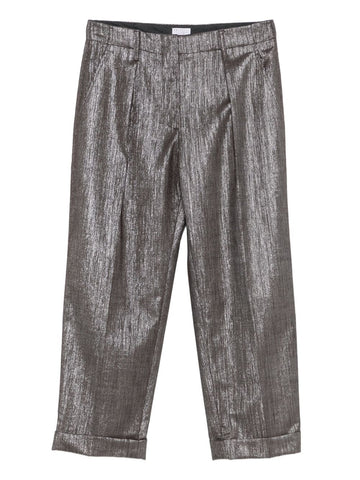 Brunello Cucinelli Pleat-detail metallic trousers