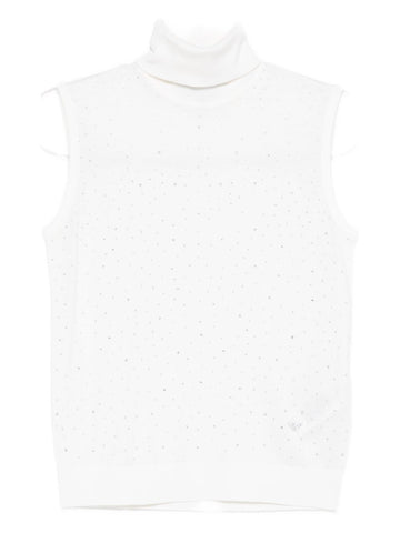 Emporio Armani Turtleneck top in shaved virgin wool with micro rhinestones