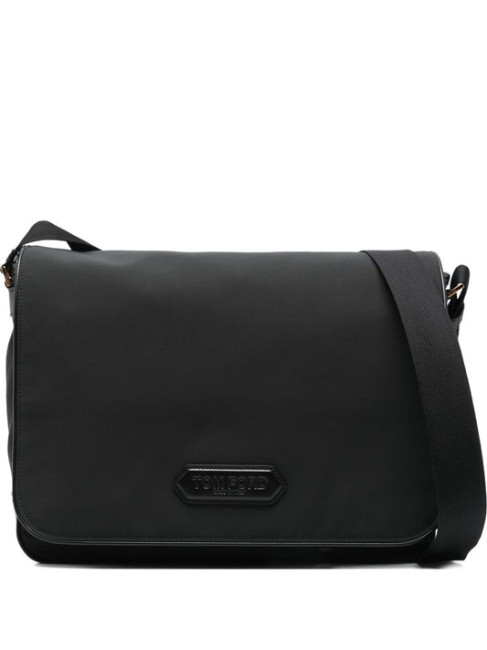 Tom Ford leather-trimmed nylon messenger bag