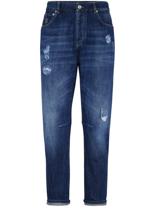 Brunello Cucinelli Distressed-finish straight-leg jeans