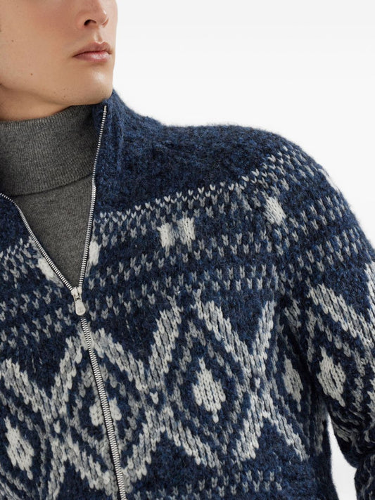 Brunello Cucinelli Jacquard zip-up cardigan