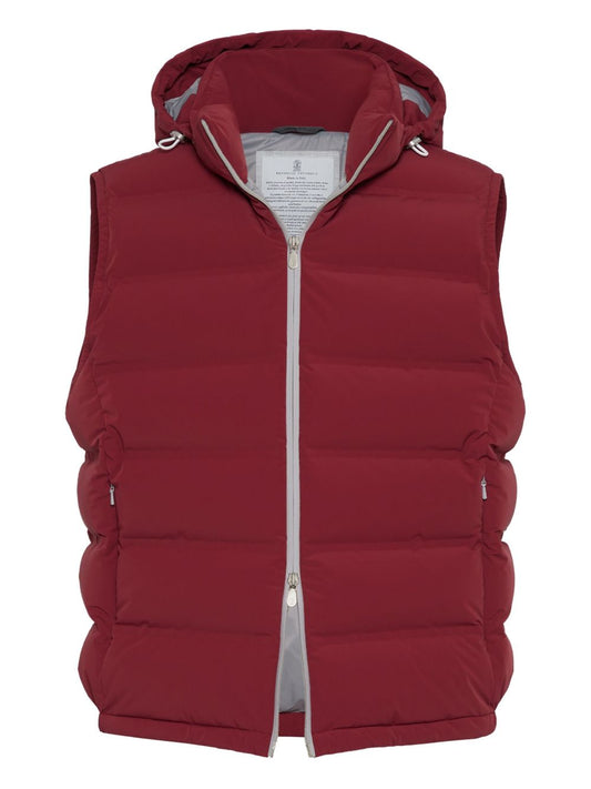 Brunello Cucinelli Bonded taffeta down vest with heat-bonded seams and detachable hood