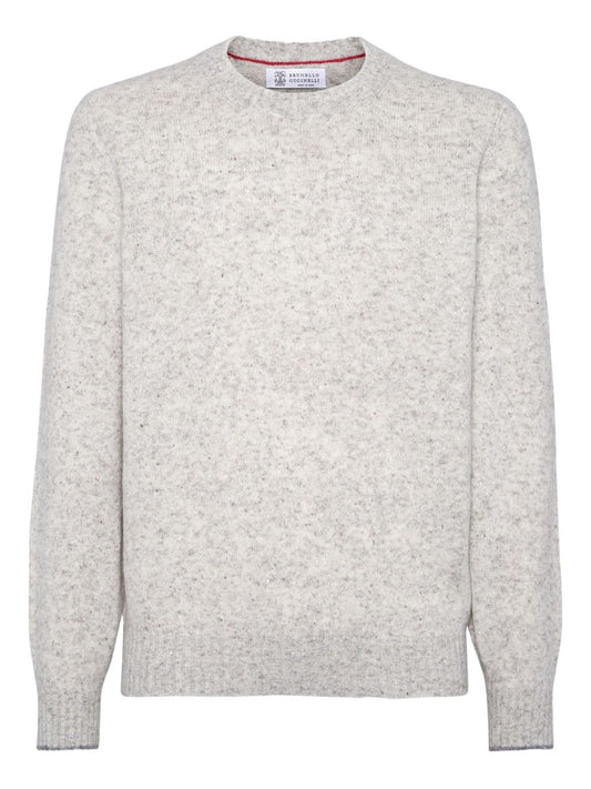 Brunello Cucinelli Flecked alpaca, wool, silk and cotton sweater